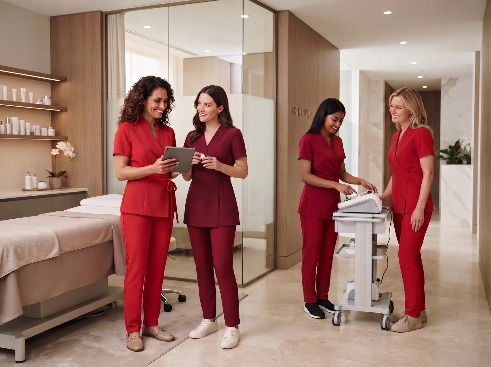 Med spa and beauty clinic uniforms for treatment teams