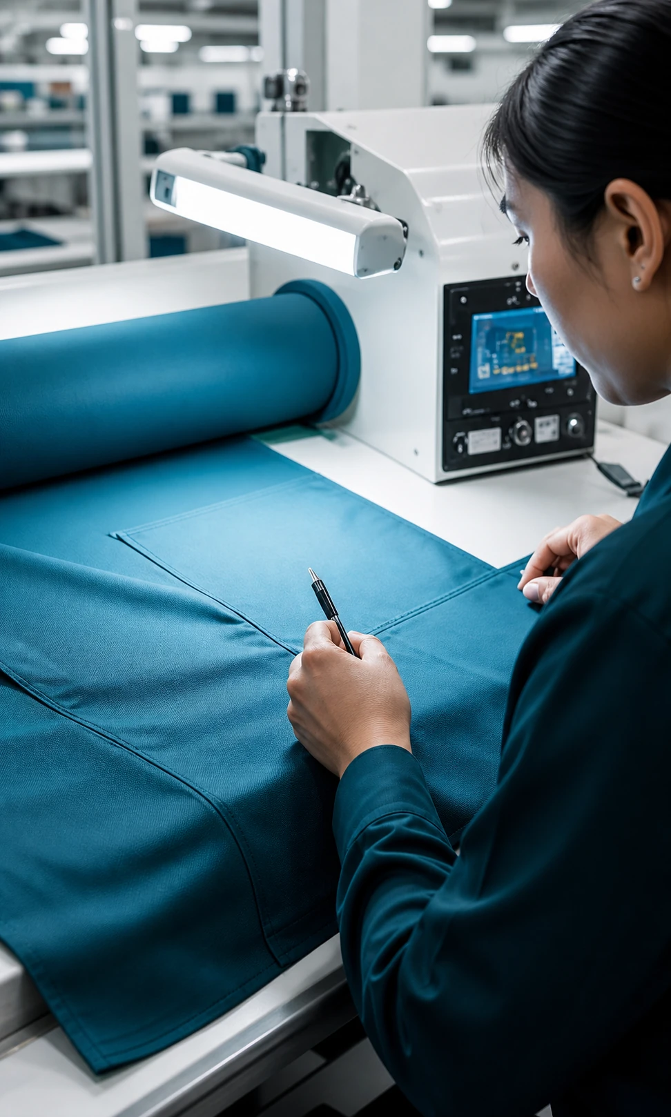 Custom scrub top fabric inspection and performance material quality control