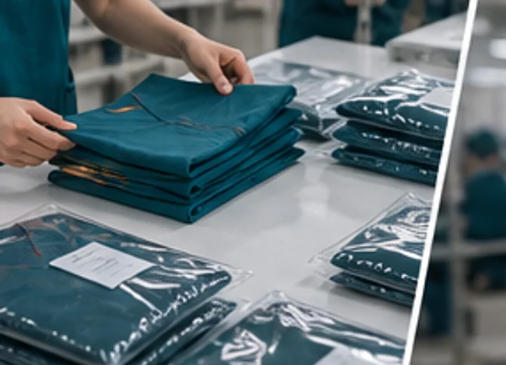 Private label scrubs finishing and custom packaging