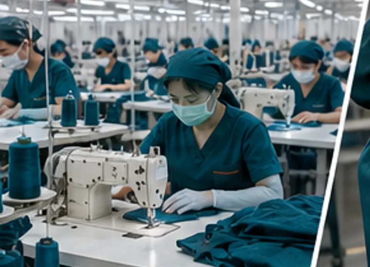 Precision custom scrubs production in garment factory